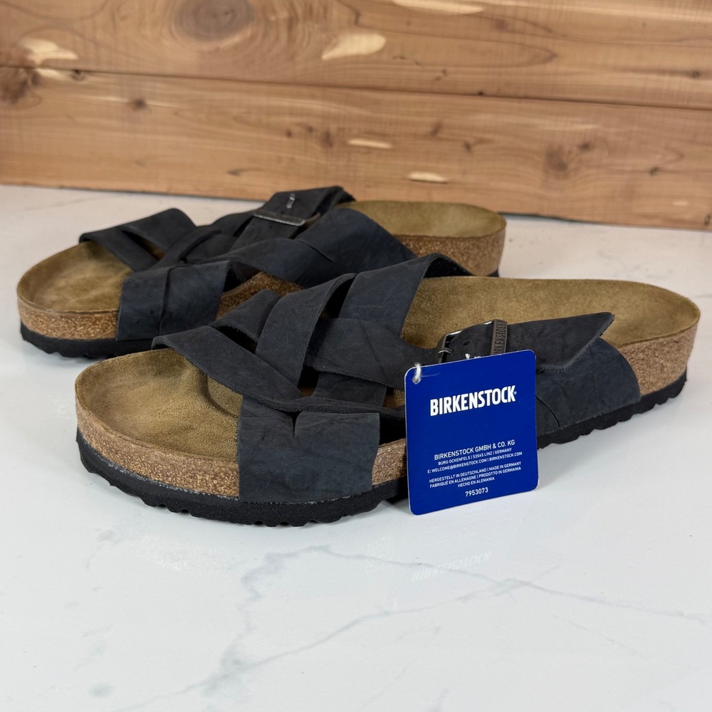 Birkenstock Box Lugano Camberra Old Black Oiled Leather Sandals Mens 45/ US 12